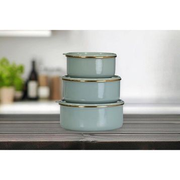 PR Home Soft Green Emaye 3'lü Saklama Seti