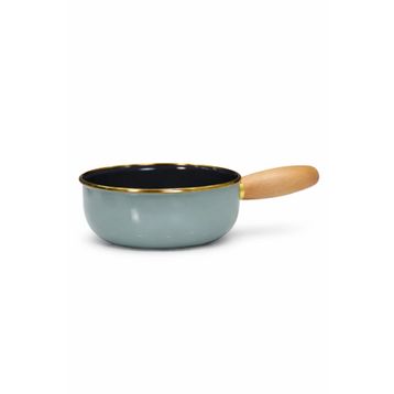 PR Home Soft Green Emaye Ahşap Saplı 16 cm Haşlama ve Sos Tavası