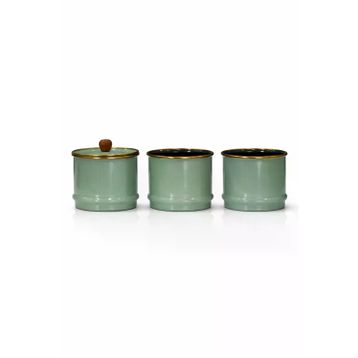 PR Home Soft Green Emaye Katlı Baharatlık Seti