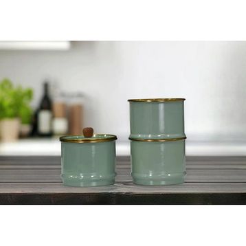 PR Home Soft Green Emaye Katlı Baharatlık Seti