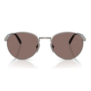 Prada PR B51S 5AV05C 53 Unisex Oval Gri Metal Güneş Gözlüğü