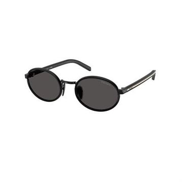 Prada PR B56S AAV08Z 52 Oval Siyah Kombine Kemik Unisex Güneş Gözlüğü