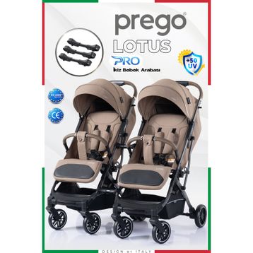 Prego Lotus Pro Kabin Boy Ayrılıp Birleşebilen İkiz Kahverengi Bebek Arabası
