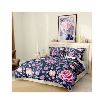 Premium Luxury 3D Pamuk Saten Purple Paisley Çift Kişilik Nevresim Takımı