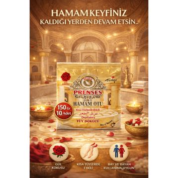 Prenses Gül Kokulu Hamam Otu 150x10 Adet Tüy Dökücü Toz