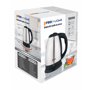 Preo Home KT04 1.7 lt 1500 W Elektrikli Paslanmaz Çelik Su Isıtıcısı