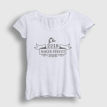 Presmono 221B Sherlock Holmes Beyaz Kadın T-shirt