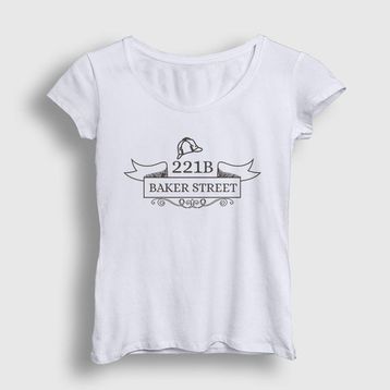 Presmono 221B Sherlock Holmes Beyaz Kadın T-shirt