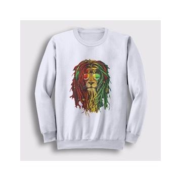 Presmono 265129TT Unisex Beyaz Lion Bob Marley Sweatshirt