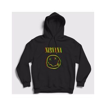 Presmono 99127TT Unisex Siyah Colors Logo Nirvana Kapüşonlu Sweatshirt