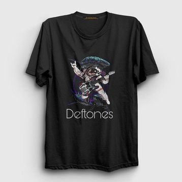 Presmono Astronaut Deftones Siyah Kadın T-Shirt