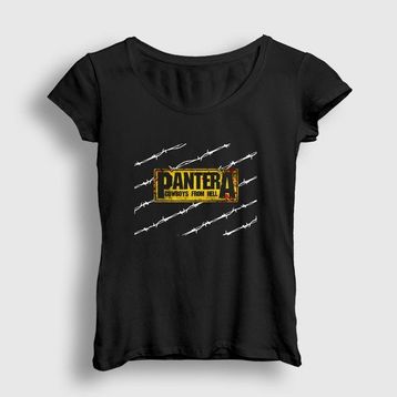 Presmono Barbed Pantera Siyah Kadın T-Shirt