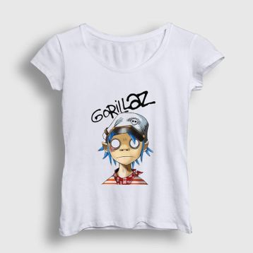 Presmono Beyaz 2D Gorillaz Kadın T-Shirt