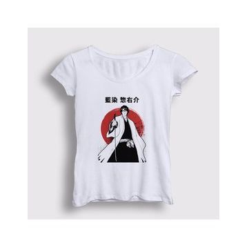 Presmono Beyaz Aizen V2 Anime Bleach Kadın T-shirt