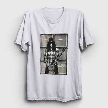 Presmono Beyaz Amps Gun's N Roses Slash Unisex T-shirt