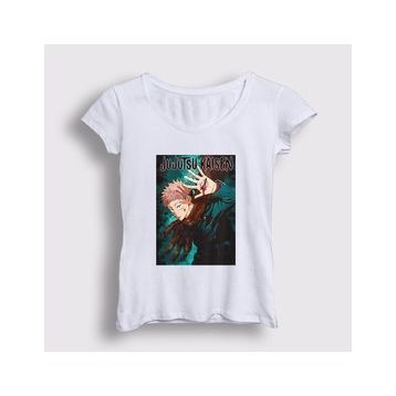 Presmono Beyaz Anime Jujutsu Kaisen Kadın T-Shirt