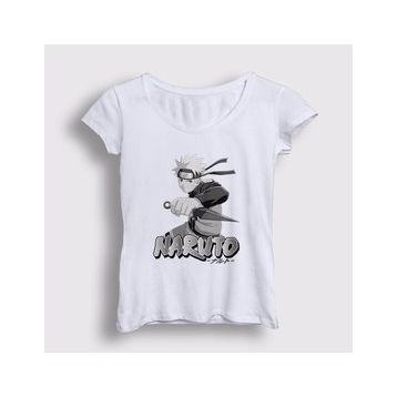 Presmono Beyaz Kunai Anime Naruto Kadın T-Shirt