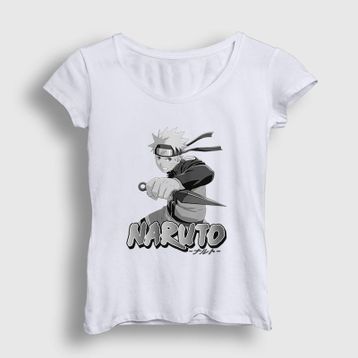 Presmono Beyaz Kunai Anime Naruto Kadın T-Shirt