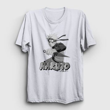 Presmono Beyaz Kunai Anime Naruto Kadın T-Shirt