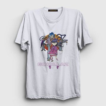 Presmono Beyaz Sun Gorillaz Kadın T-shirt