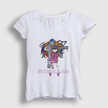 Presmono Beyaz Sun Gorillaz Kadın T-shirt