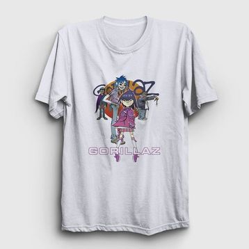 Presmono Beyaz Sun Gorillaz Kadın T-shirt