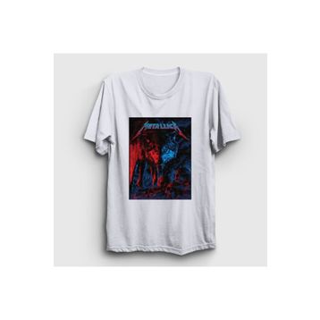 Presmono Beyaz Wolf Metallica Unisex T-Shirt