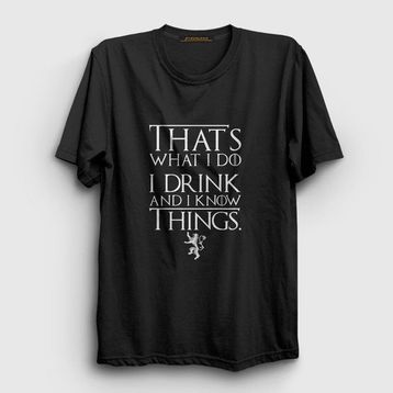 Presmono Drink Game Of Thrones Siyah Unisex T-Shirt