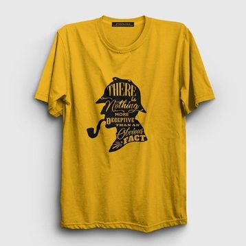 Presmono Fact Sherlock Holmes Sarı Unisex T-shirt