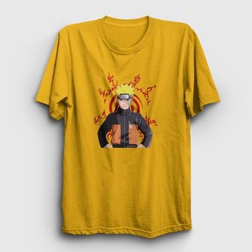 Presmono Fuinjutsu Anime Naruto Sarı Unisex T-shirt