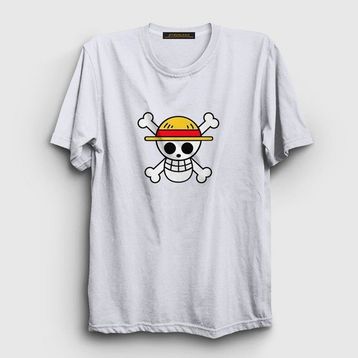 Presmono Logo Anime One Piece Beyaz Unisex T-shirt