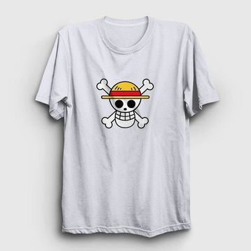 Presmono Logo Anime One Piece Beyaz Unisex T-shirt