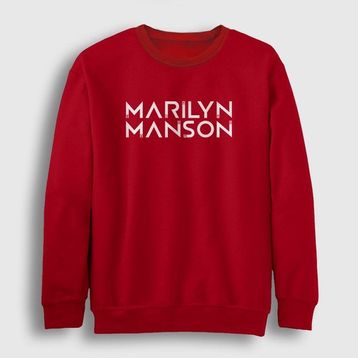 Presmono Logo Marilyn Manson Kırmızı Unisex Sweatshirt