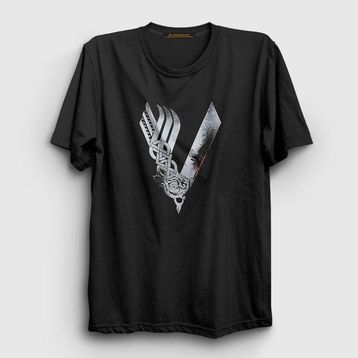 Presmono Logo Vikings Siyah Unisex T-Shirt