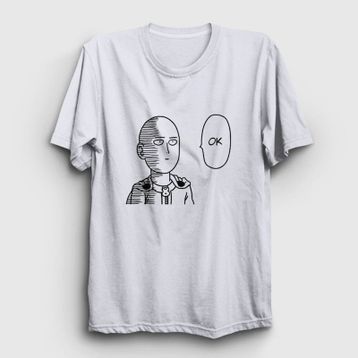 Presmono Ok Anime One Punch Man Beyaz Unisex T-Shirt