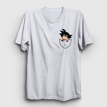 Presmono Pocket Goku Anime Dragon Ball Beyaz Unisex T-Shirt