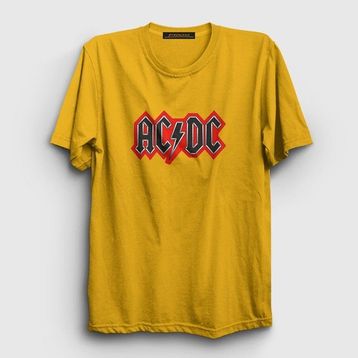 Presmono Red Black AC/DC Sarı Unisex T-Shirt