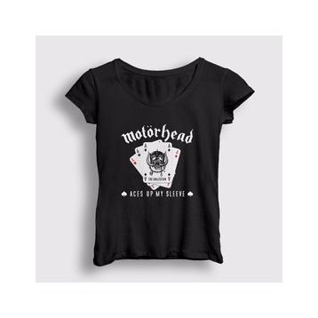 Presmono Siyah Aces Motörhead Kadın T-Shirt