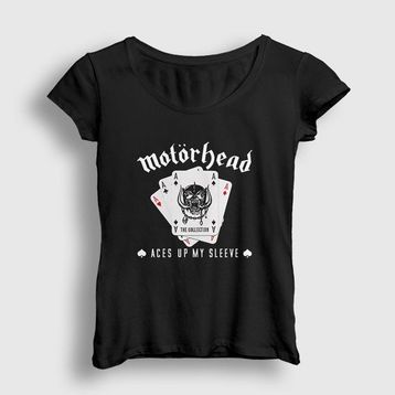 Presmono Siyah Aces Motörhead Kadın T-Shirt