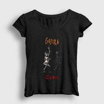 Presmono Siyah Clone Gojira Kadın T-Shirt