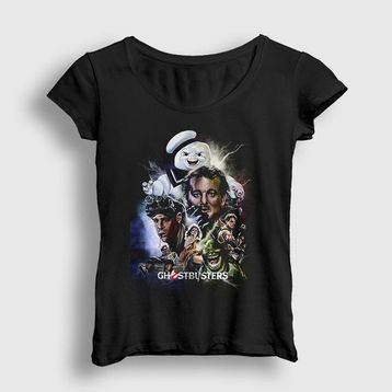 Presmono Siyah Cover Film Hayalet Avcıları Ghostbusters Kadın T-Shirt