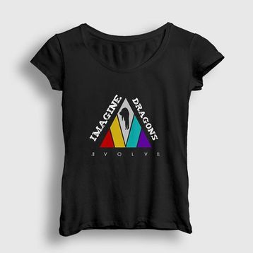 Presmono Siyah Evolve Imagine Dragons Kadın T-Shirt
