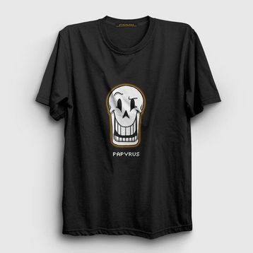 Presmono Siyah Face Papyrus Undertale Kadın T-Shirt