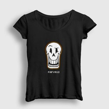 Presmono Siyah Face Papyrus Undertale Kadın T-Shirt