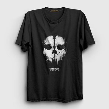 Presmono Siyah Ghosts Call Of Duty Kadın T-Shirt