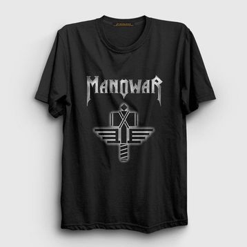 Presmono Siyah Hammer Logo Manowar Kadın T-Shirt