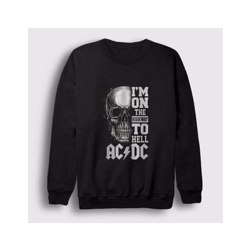 Presmono Siyah Highway to Hell Skull Ac/Dc Unisex Sweatshirt