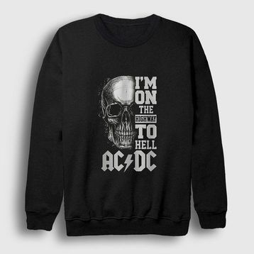 Presmono Siyah Highway to Hell Skull Ac/Dc Unisex Sweatshirt