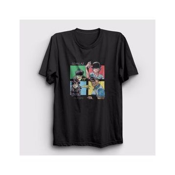Presmono Siyah Humanz Gorillaz Unisex T-Shirt
