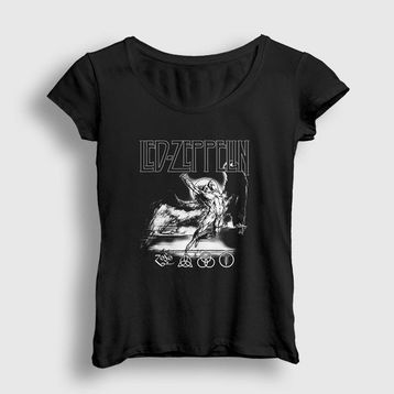 Presmono Siyah Icarus Led Zeppelin Kadın T-Shirt